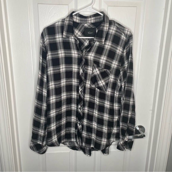 Rails Hunter Midnight Snow Plaid Flannel Button Down Academia Preppy Comfy M - Picture 3 of 14